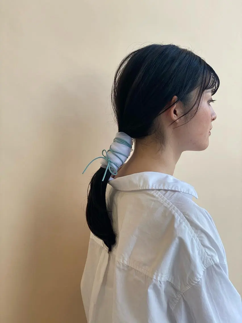 ロング カラー ヘアアレンジ 黒髪 ブルーカラー ブルーブラック 韓国風カラー 韓国風ヘア オタク特化美容師💟 チバコナツのヘアスタイル