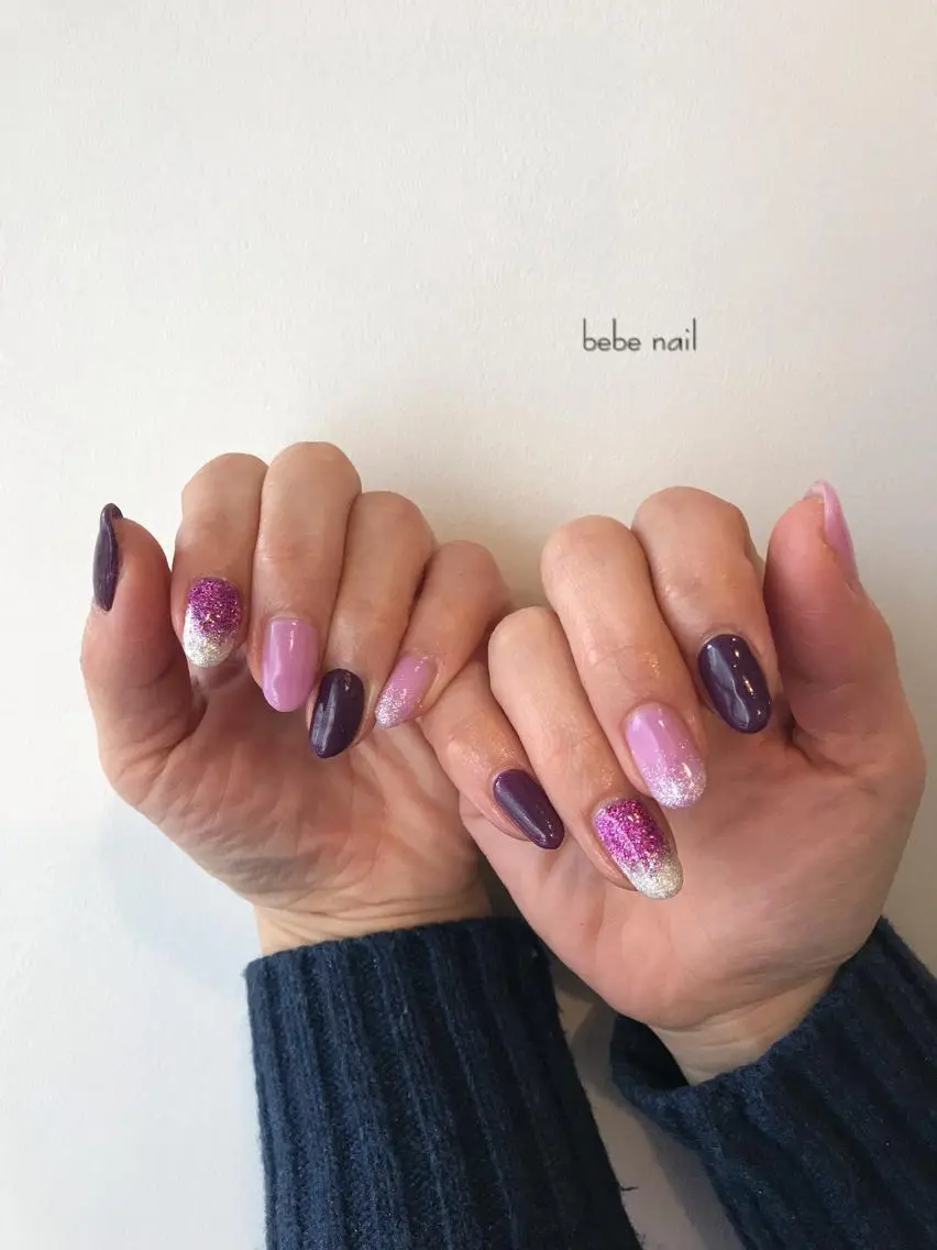 ネイル パープル 春ネイル Ann nailのネイルデザイン