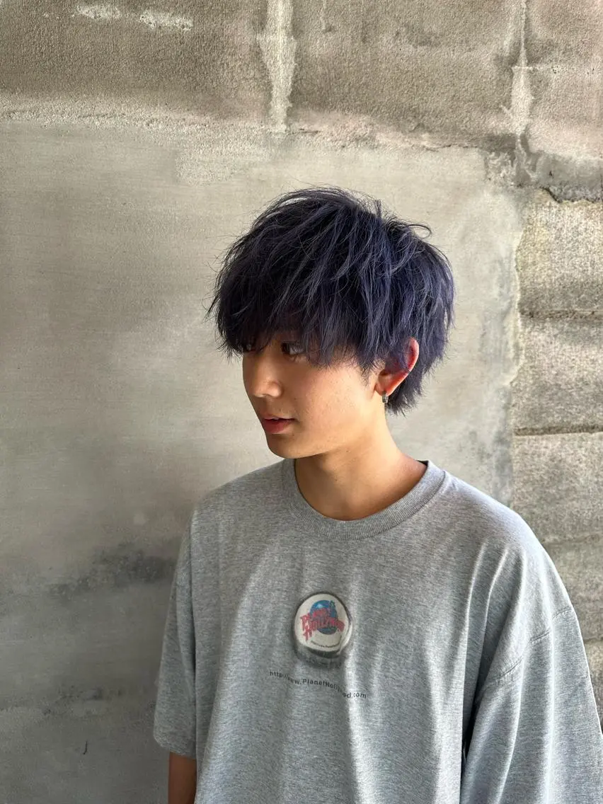 カラー メンズ アッシュ ラベンダーカラー ラベンダーアッシュ ヘアカラー エクステ/ハイトーン /レイヤーカットのヘアスタイル