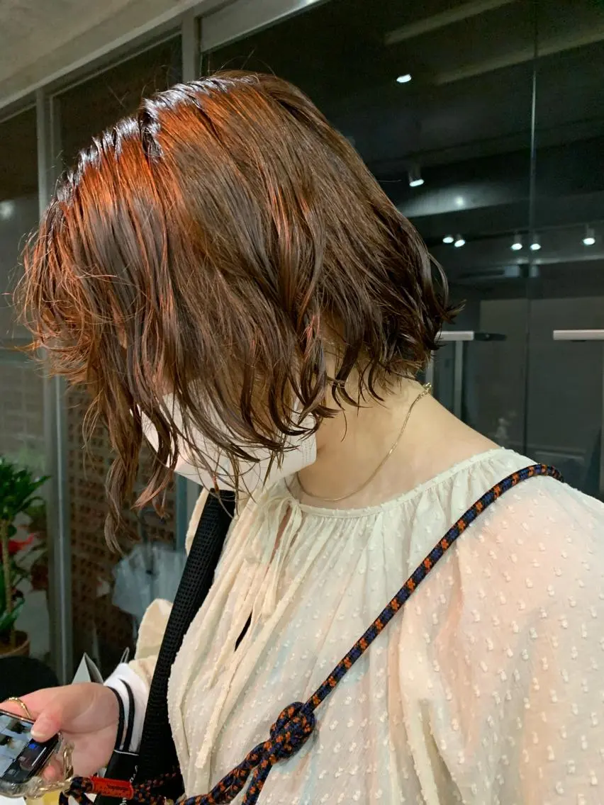 ミディアム パーマ ボブパーマコテ巻き風 パーマNo1深江秀平のヘアスタイル