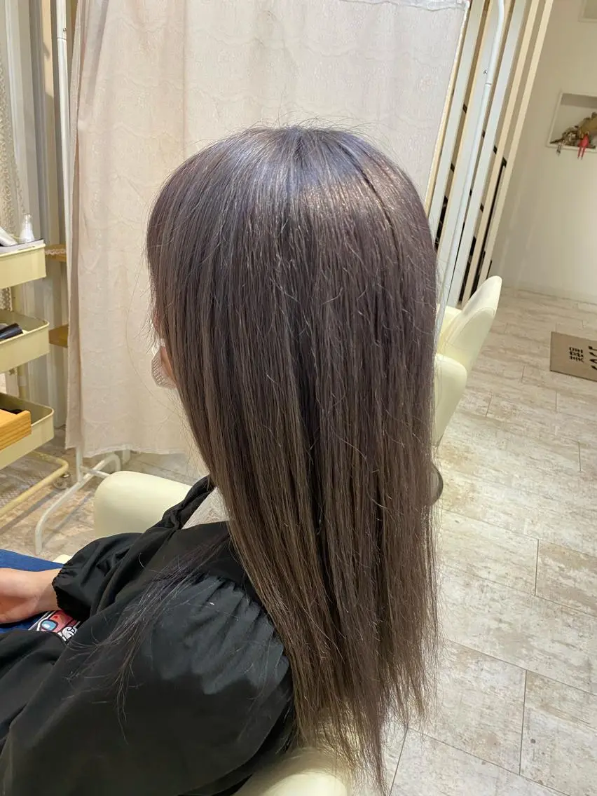 ロング カラー 酸性ストレート/ブリ ーチなしWカラー河本のヘアスタイル