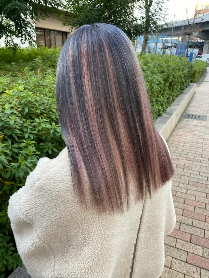 ロング カラー アッシュ ベージュカラー カシス ハイライトカラー ハイトーンカラー 🧡色落ちまで2度 楽しめる🧡ヨシキのヘアスタイル