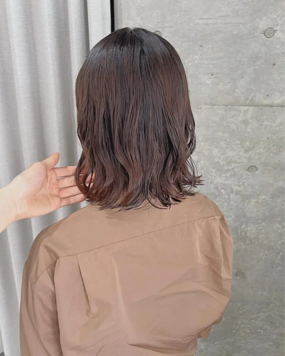 ミディアム パーマ カット パーマ トリートメント ボブパーマコテ巻き風 パーマNo1深江秀平のヘアスタイル