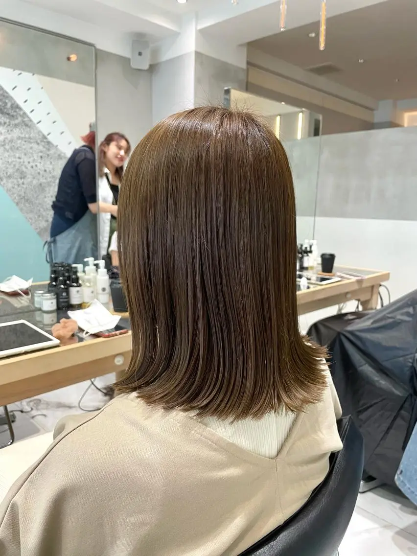 ミディアム ヘアカラー トリートメント ヘッドスパ ヘアセット オリーブ カラー✨有坂映哉のヘアスタイル