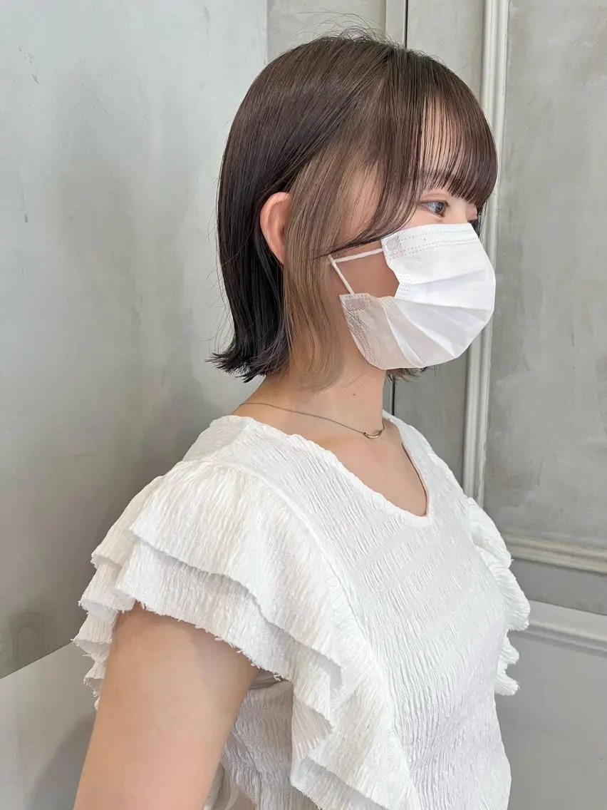 ショート カラー ブリーチ インナーカラー ヘアカラー トリートメント ヘアセット 垢抜け/レイヤー /艶カラー🪼風香のヘアスタイル