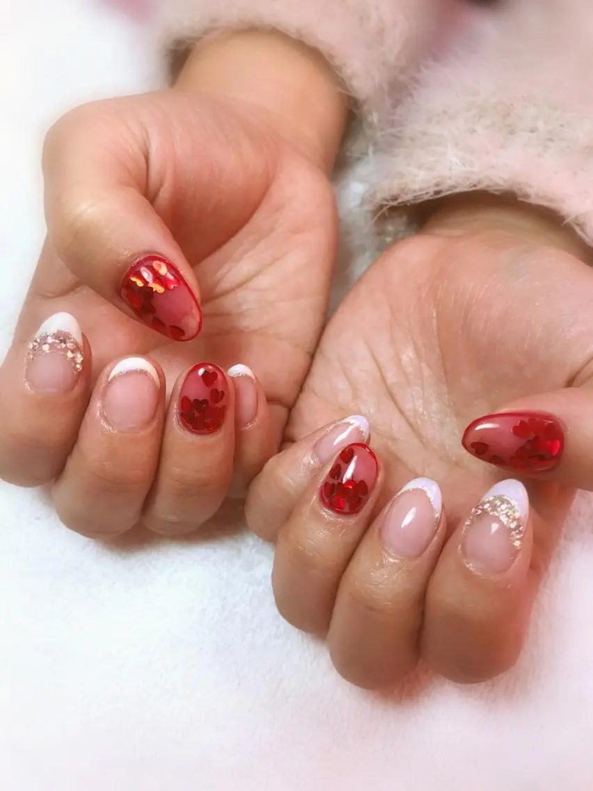 ネイル フレンチネイル ハート Era nailのネイルデザイン