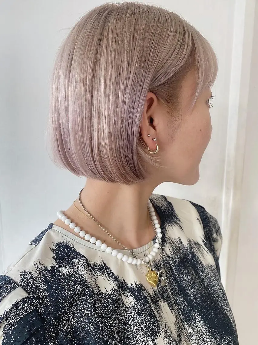 ショート カラー バレイヤージュ ブリーチ ケアブリーチ デザインカラー ダブルカラー スパイラルパーマ 🌐hina⭐️のヘアスタイル