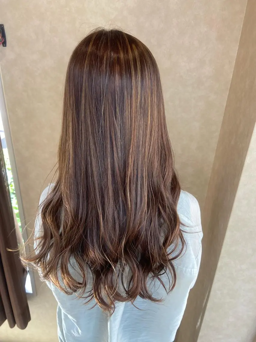 ロング カラー ハイライトカラー ハイライト 小林 亜紀のヘアスタイル