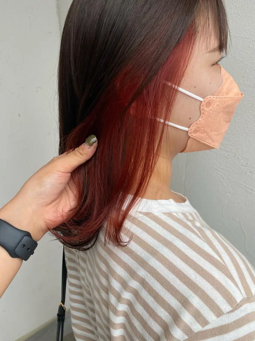 ミディアム カラー レッドカラー 杉原 まゆこのヘアスタイル