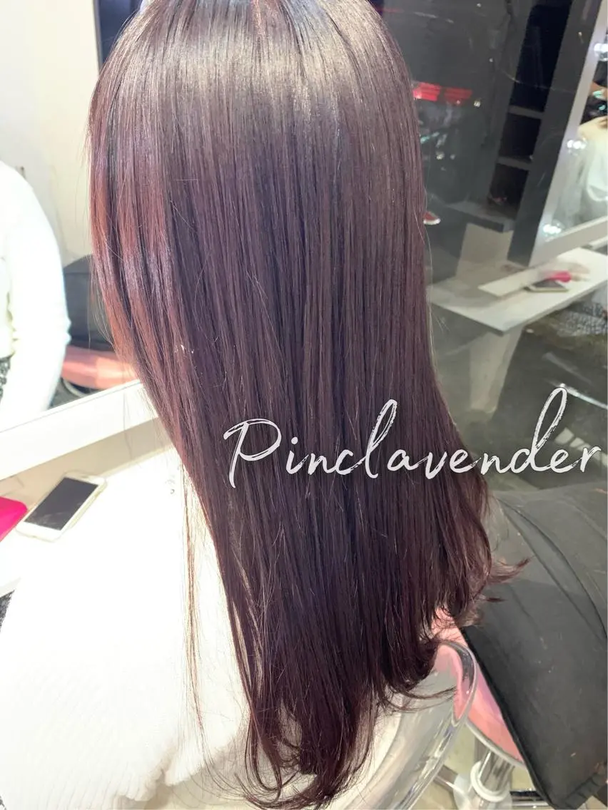 セミロング カラー ブリーチ ラベンダーカラー ラベンダーピンク ピンクカラー 坂 瑞希のヘアスタイル
