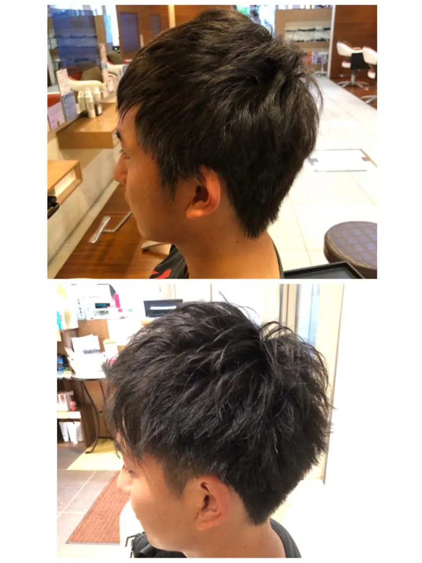 ショート メンズ メンズ就活ヘア カット 塩谷黎✨イルミナ カラーメンズパーマ✨のヘアスタイル