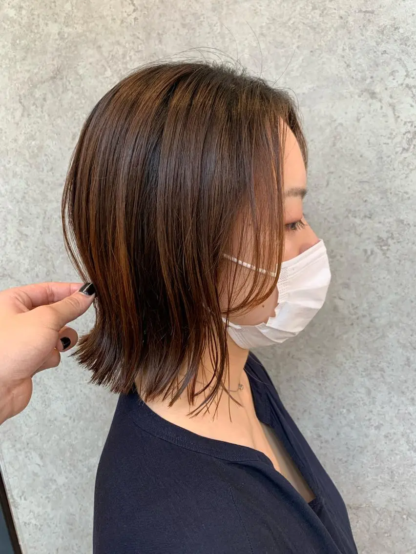 ショート ボブ くびれヘア 大人レイヤー×艶髪 小久保　春暁のヘアスタイル
