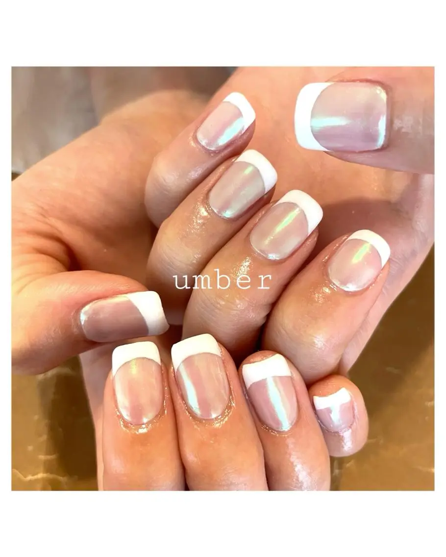 ネイル オーロラネイル クリアネイル フラッシュネイル フットネイル フレンチネイル ハンドネイル umber 三茶1分のネイルデザイン