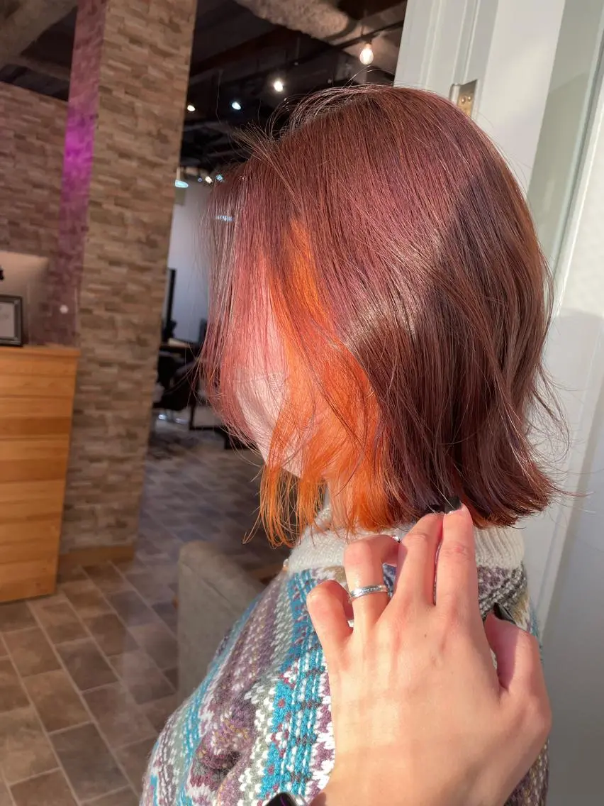 ミディアム カラー カット ヘアカラー トリートメント YUI/ ブリーチカラー🌷のヘアスタイル