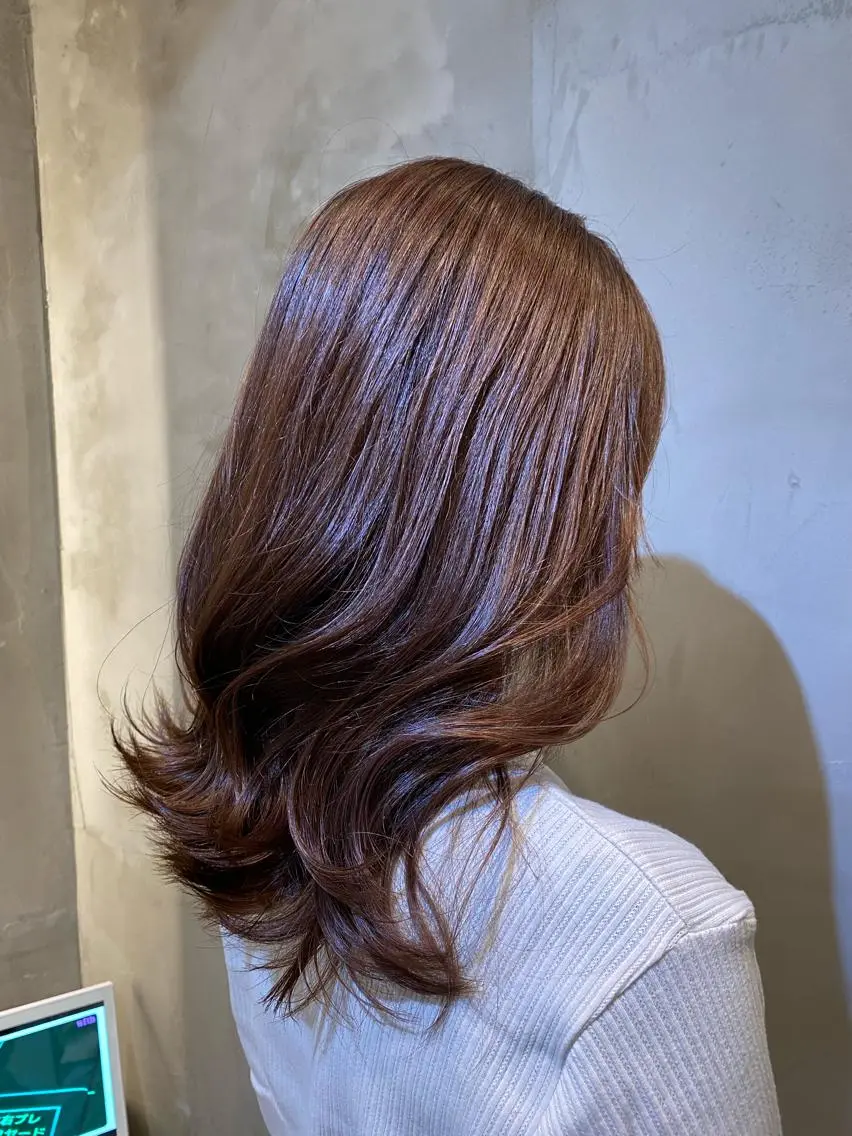 セミロング ピンクブラウン トリートメント ヘアセット 新宿/顔周りカット +レイヤー=しずく♩のヘアスタイル
