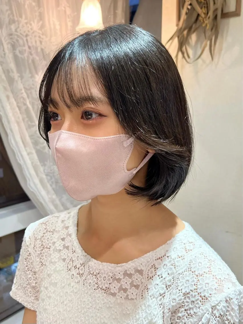 ショート カラー ボブ タンバルモリ 韓国風ヘア 浅沼 久瑠美のヘアスタイル