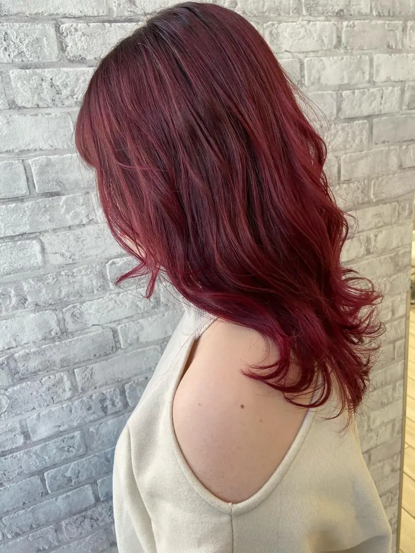セミロング カラー ピンクカラー 韓国風ヘア カット ヘアカラー Oopsレイヤー 加藤澄都のヘアスタイル
