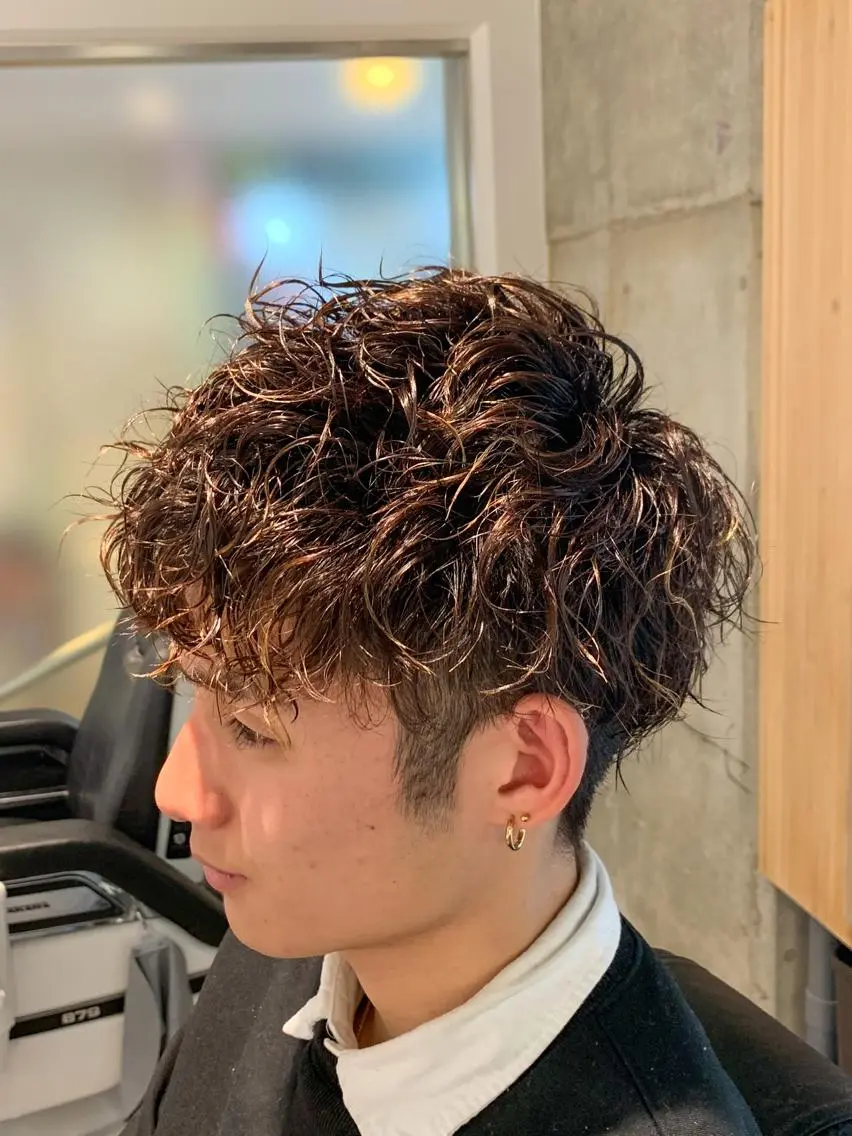 ミディアム パーマ メンズ 【川西能勢口駅1分】 木村　翔乃佑のヘアスタイル