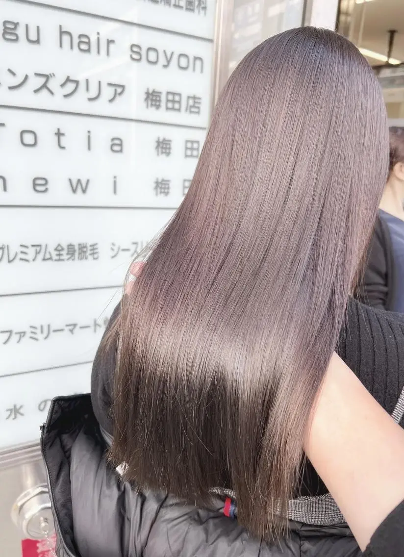 ロング ヘアアレンジ パーマ カラー アディクシーカラー ケアカラー 髪質改善 トリートメント ストレートパーマ ヘアカラー トリートメント ヘアケア特化型サロン newi 梅田のヘアスタイル