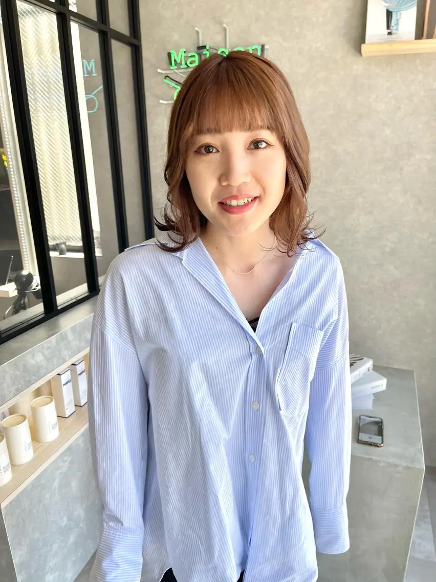 ミディアム カラー カット ヘアカラー トリートメント 一ノ瀬 暁のヘアスタイル