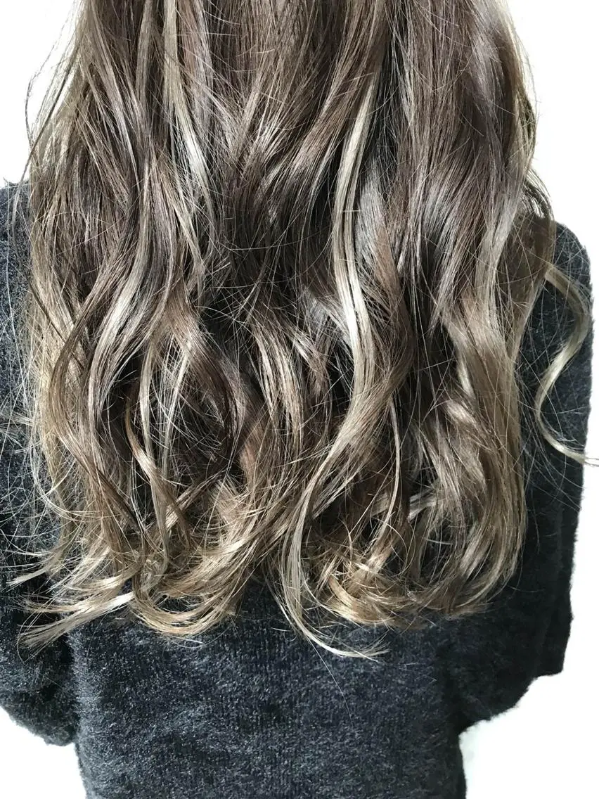 セミロング カラー ヘアアレンジ チビ編み込みエクステ シールEXどぅ〜すのヘアスタイル