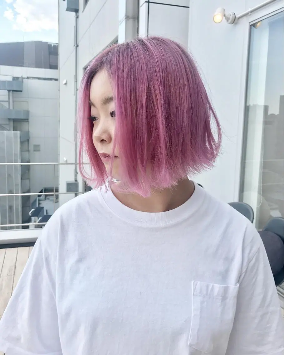 ミディアム カラー ピンクカラー カット ヘアカラー インナーエクステ渋谷 🦋KAJIのヘアスタイル