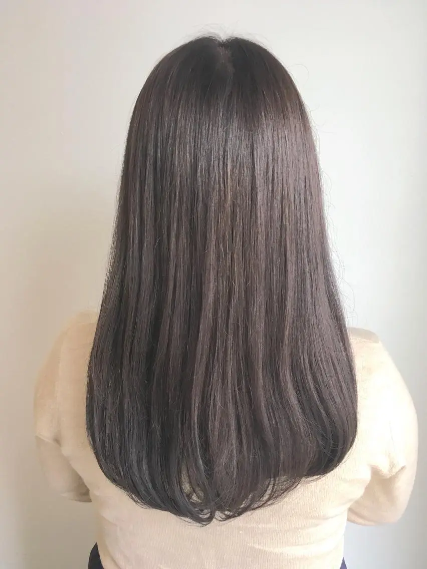 ロング カラー グレージュ パープルカラー パープルグレージュ ヘアカラー トリートメント ヘアセット yoshi ☆のヘアスタイル