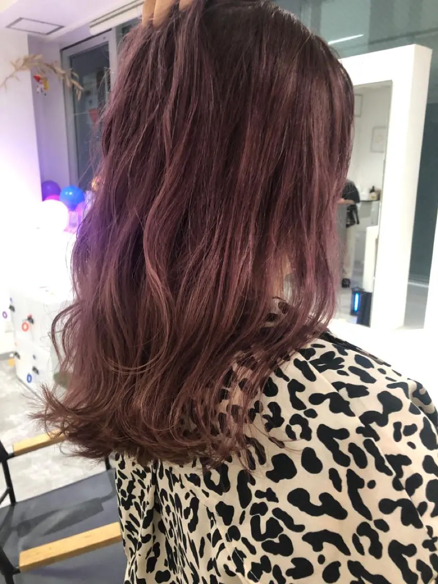 セミロング カラー ピンクカラー 京都美容師 塩のヘアスタイル