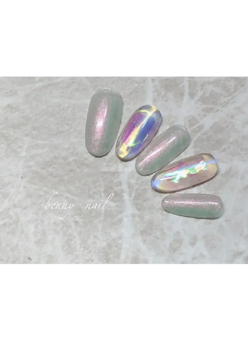 ネイル オーロラネイル 最終受付23時半 benny nailのネイルデザイン