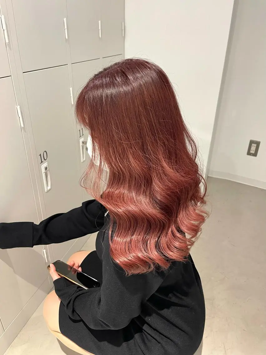 ロング カラー ブラウンカラー ピンクカラー ピンクブラウン カット ヘアカラー トリートメント himeka🪽 ブリーチ/のヘアスタイル