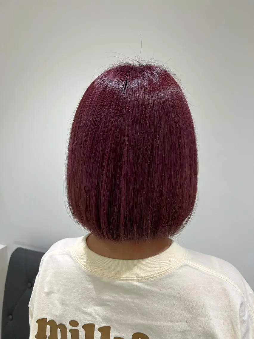 ミディアム カラー ブリーチ カシス ピンクカラー 【暖色カラー特化】 中山由梨のヘアスタイル