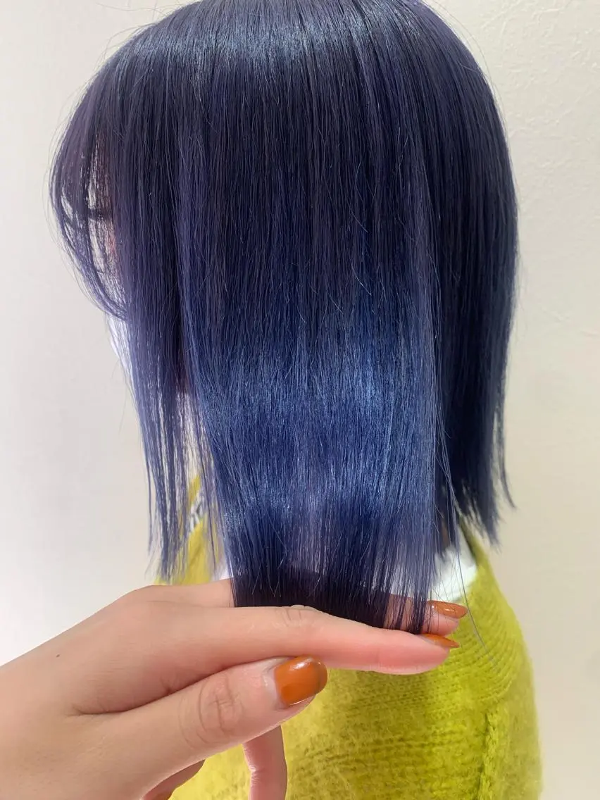 ミディアム カラー ブリーチ ブルーカラー ブルーラベンダー ラベンダーカラー カット ヘアカラー トリートメント hubhair レイヤー/透明感のヘアスタイル
