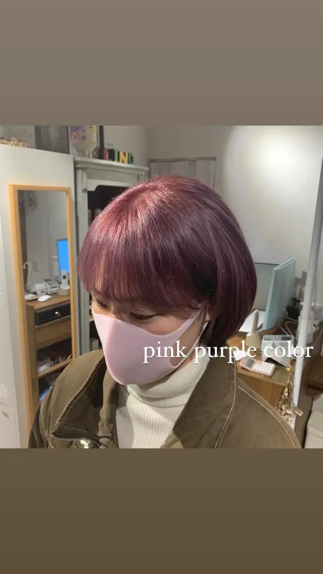 ショート カラー ダブルカラー ピンクカラー ピンクパープル パープルカラー カット トリートメント little 小濱彰太のヘアスタイル