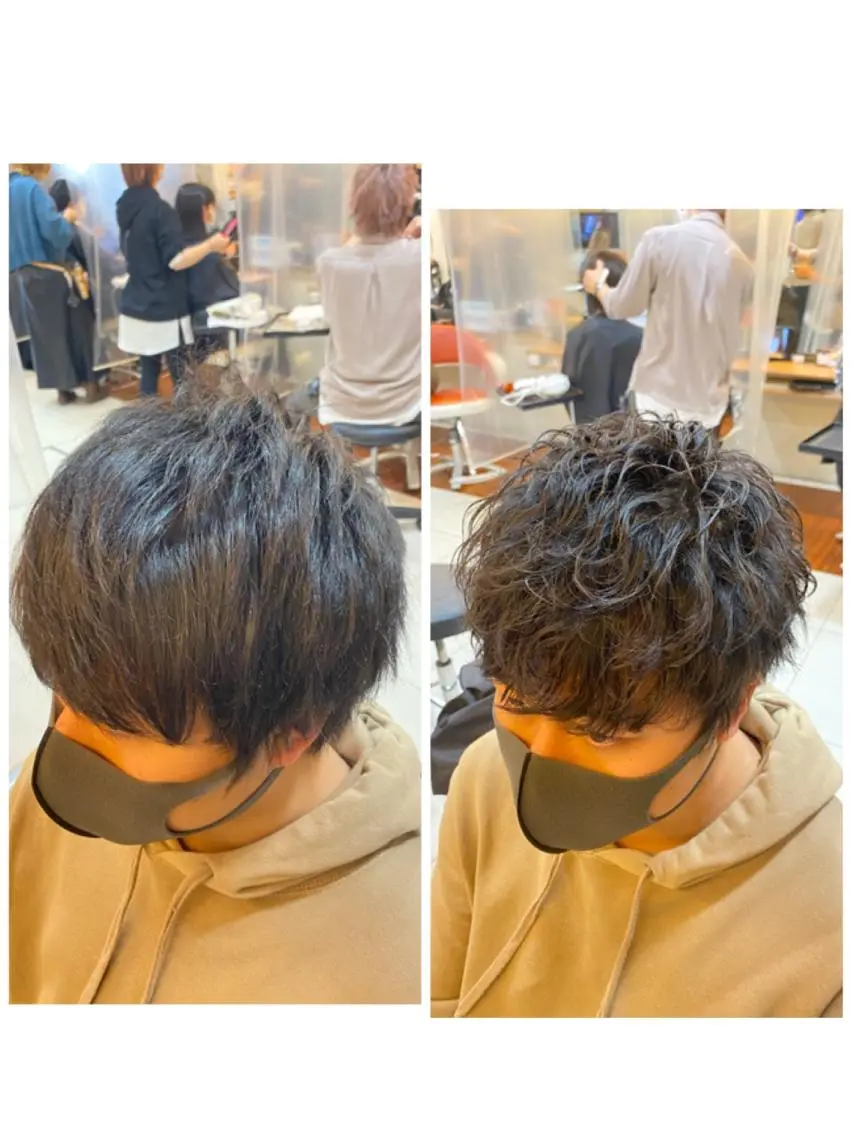 ショート パーマ メンズ メンズパーマ 塩谷黎✨イルミナ カラーメンズパーマ✨のヘアスタイル