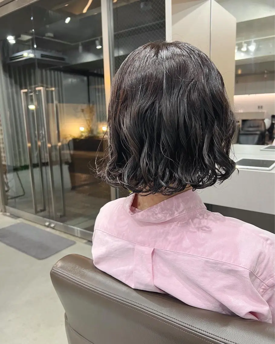 ショート パーマ カット ヘアカラー パーマ ボブパーマコテ巻き風 パーマNo1深江秀平のヘアスタイル