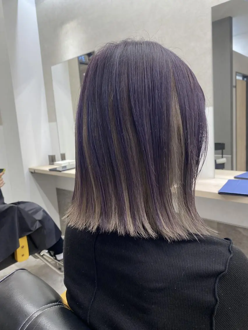 ミディアム カラー ブリーチ ラベンダーカラー カット ヘアカラー トリートメント lafit ラフィット 下大利のヘアスタイル