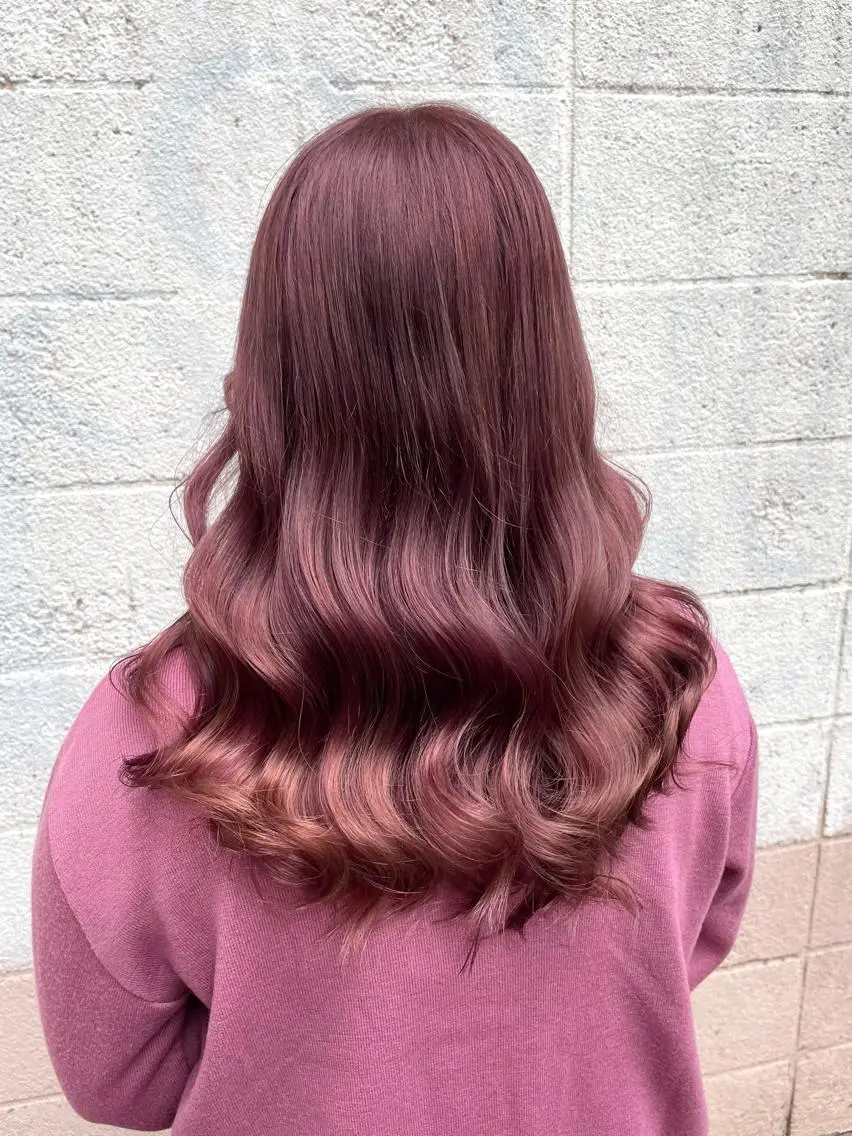 セミロング カラー ブリーチ ピンクカラー ピンクパープル パープルカラー ヘアアレンジ にいた　かづしげのヘアスタイル
