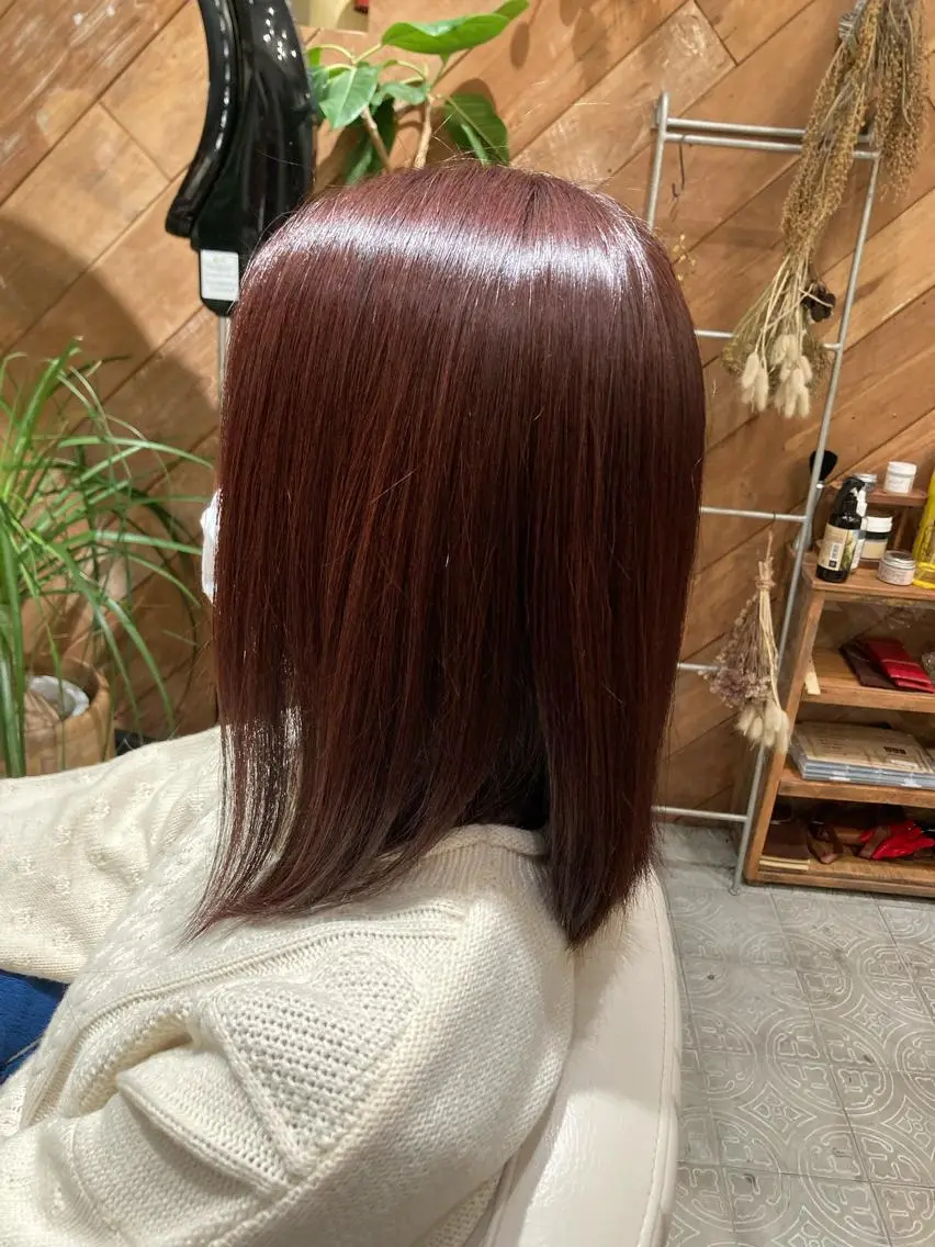 ミディアム カラー ピンクカラー 大方 いくみのヘアスタイル