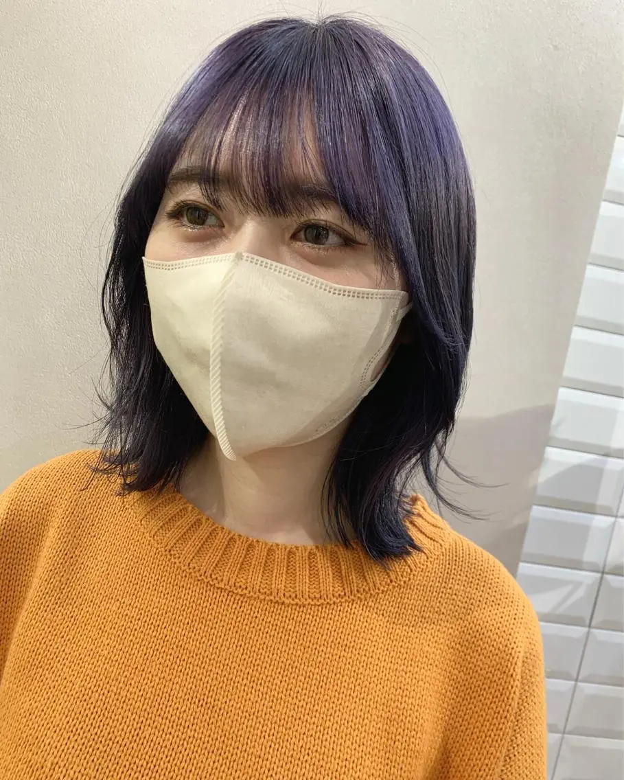 ミディアム カラー ブルーカラー ブルーラベンダー ラベンダーカラー カット ヘアカラー トリートメント hubhair レイヤー/透明感のヘアスタイル