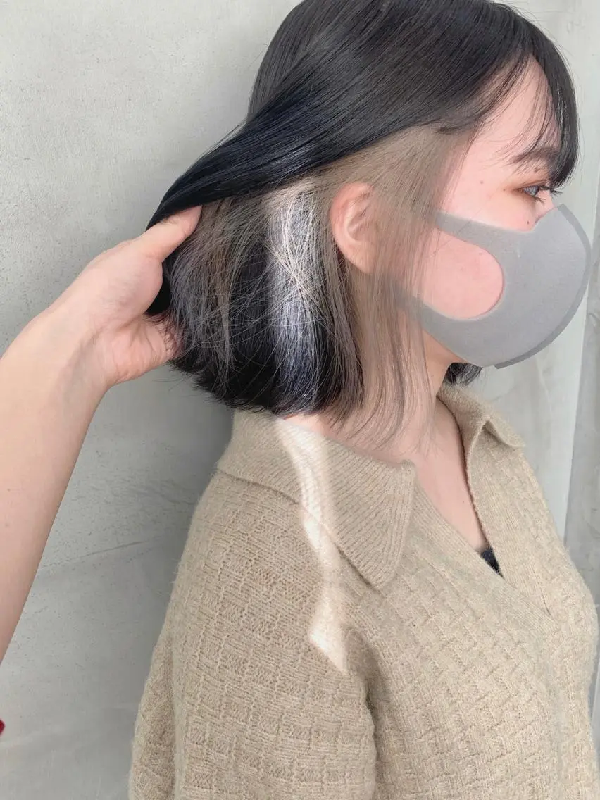 ミディアム カラー グレージュ インナーカラー 🐝 hachi🐝のヘアスタイル