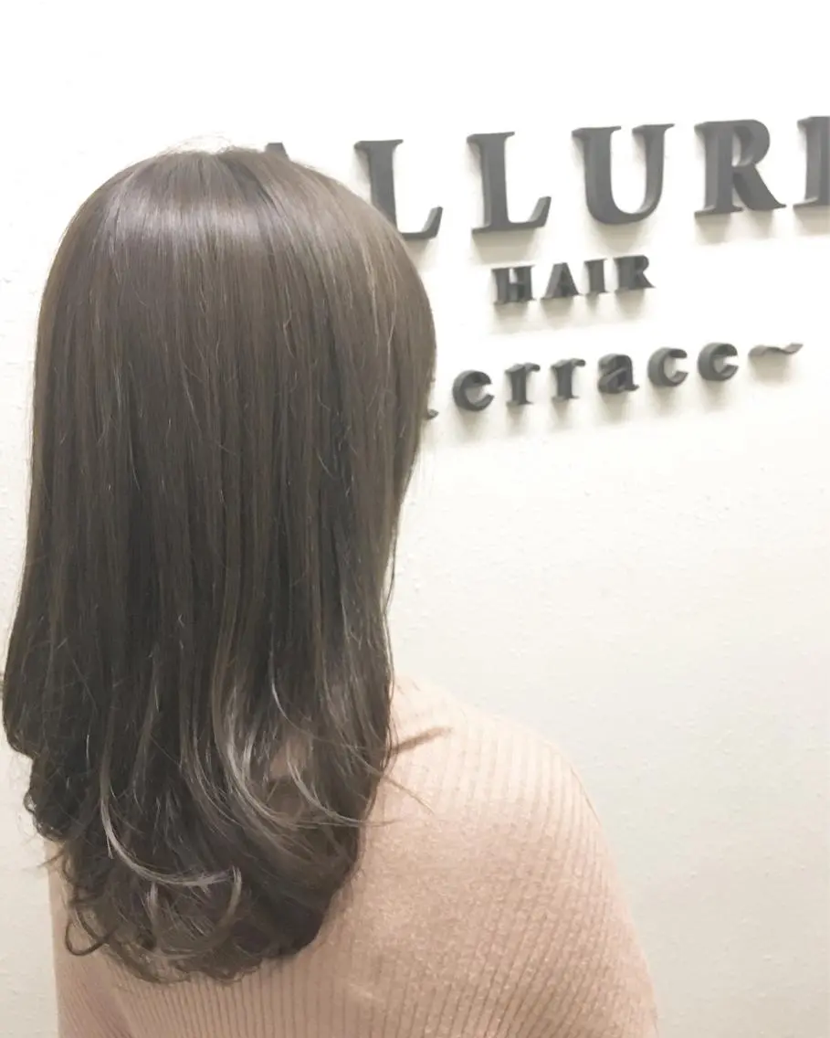 セミロング カラー グレージュ カット ヘアカラー 松田 和樹のヘアスタイル