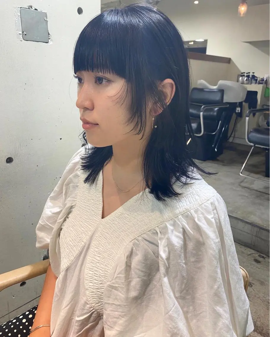 ミディアム カラー 顔周りカット カット トリートメント パーマ美容師 hanaのヘアスタイル