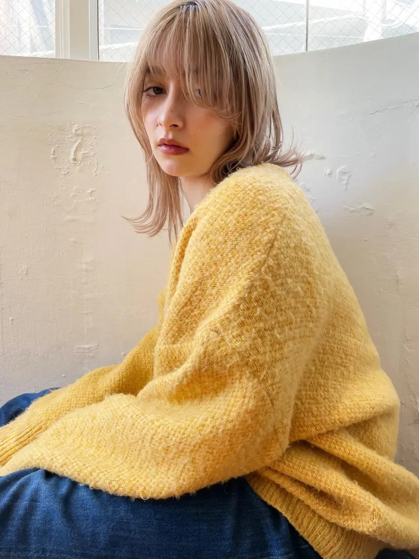 セミロング カラー ヘアアレンジ 小顔レイヤー×コンパ クトボブ/林隆平のヘアスタイル