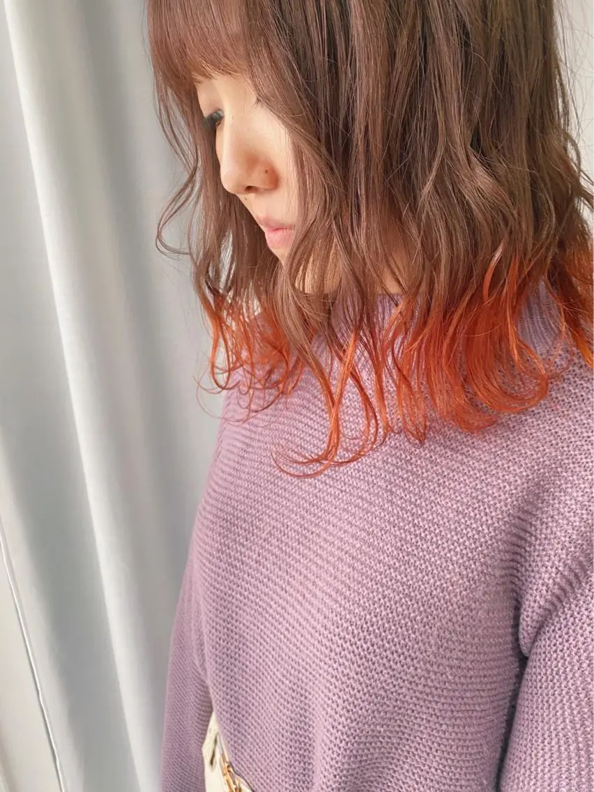 ミディアム カラー ヘアアレンジ ヘアカラー トリートメント lani ブリーチ /ダブルカラーのヘアスタイル