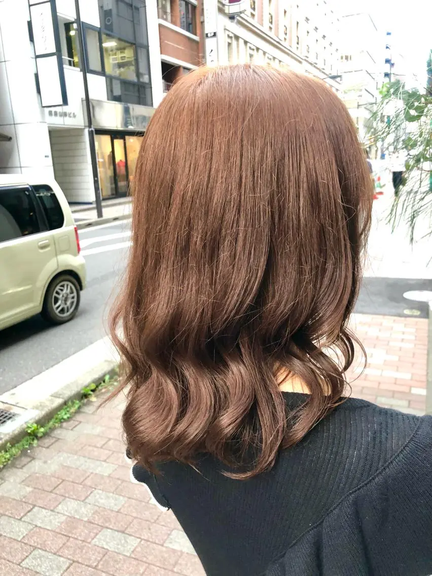 ミディアム カラー ヘアアレンジ ブリーチ ブラウンカラー ブリーチなしカラー ピンクカラー 透明感/艶髪/💖 トレンドスタイル💖のヘアスタイル