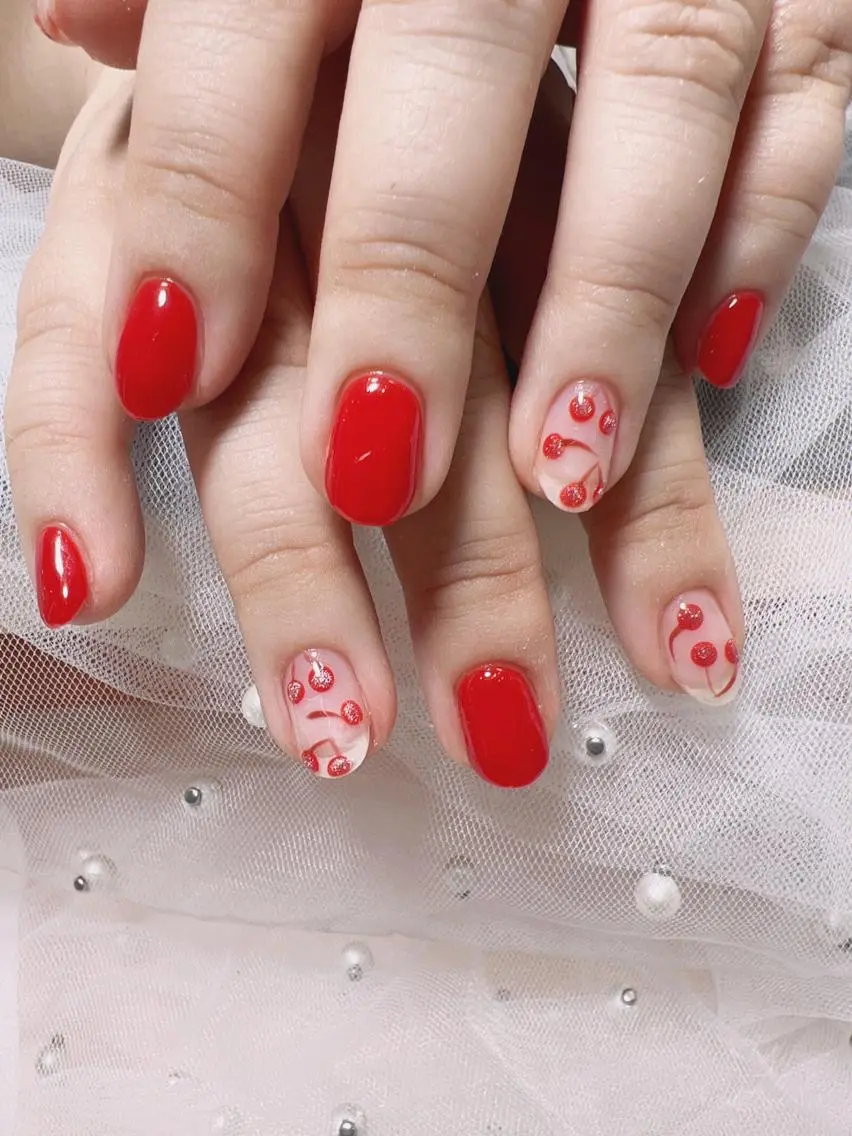 ショート カラー ネイル 赤色 ハンドネイル Nail NaNaのネイルデザイン