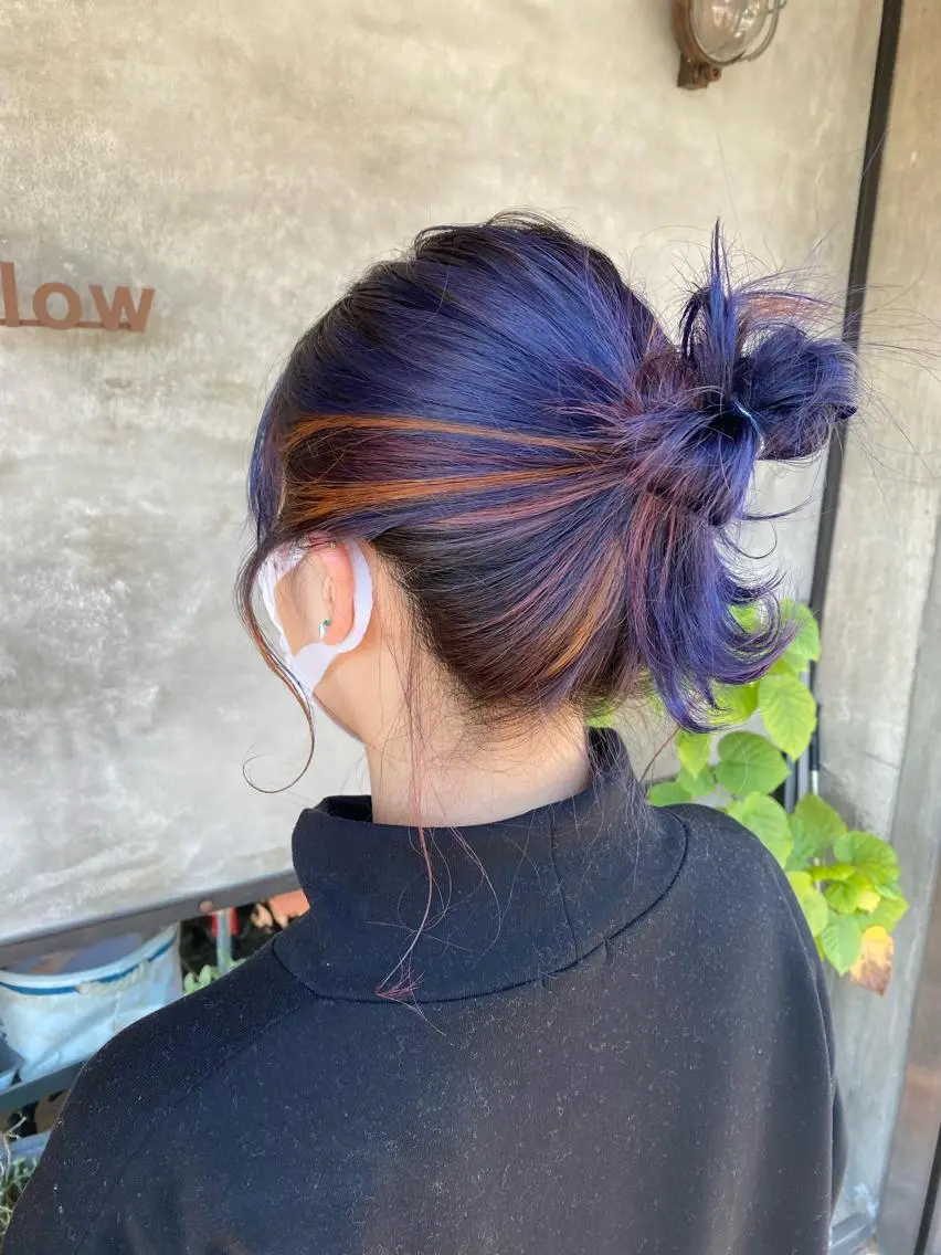 カラー ブリーチ デザインカラー オレンジ ピンクカラー slow✂︎ 矢野芹奈のヘアスタイル