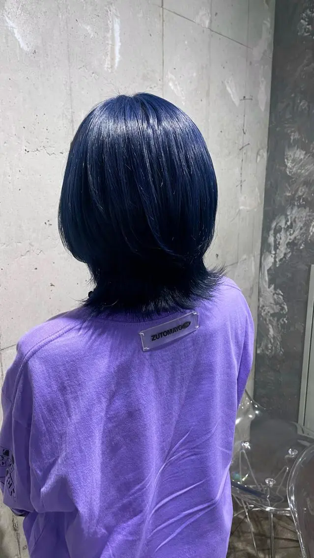 ショート カラー ブリーチ ブルーカラー ブルーラベンダー 透明感カラー ラベンダーカラー alicetokyo 🦋宮葉🦋のマツエク・マツパデザイン