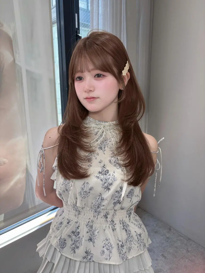 ロング カラー ベージュカラー ブリーチ ブラウンカラー 透明感カラー ブリーチなしカラー カット ヘアカラー トリートメント うるツヤ♡顔周り Satsuki୨୧のヘアスタイル