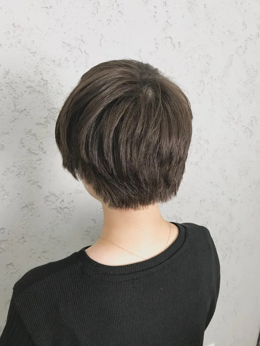 ショート カラー パーマ ヘアアレンジ 韓国ヘア✨グレージュ カラーasamiのヘアスタイル